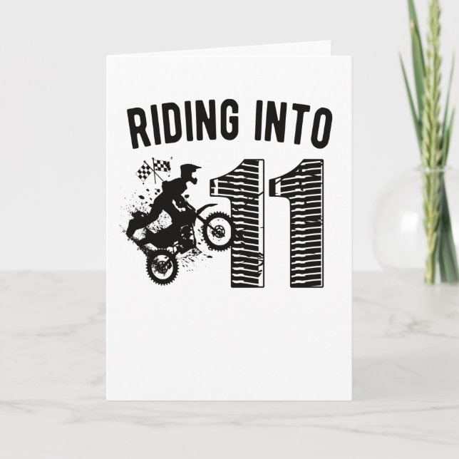 Tarjeta 11th Birthday Gift Dirt Bike 11 Year Old Biker (Anverso)