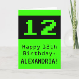 Tarjeta 12º cumpleaños: Nerdy / Geeky Style "12" y nombre