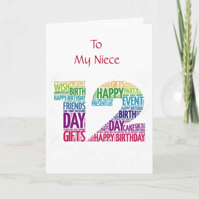 TARJETA **12º CUMPLEAÑOS PARA MI AMABLE NIEZA** (Anverso)