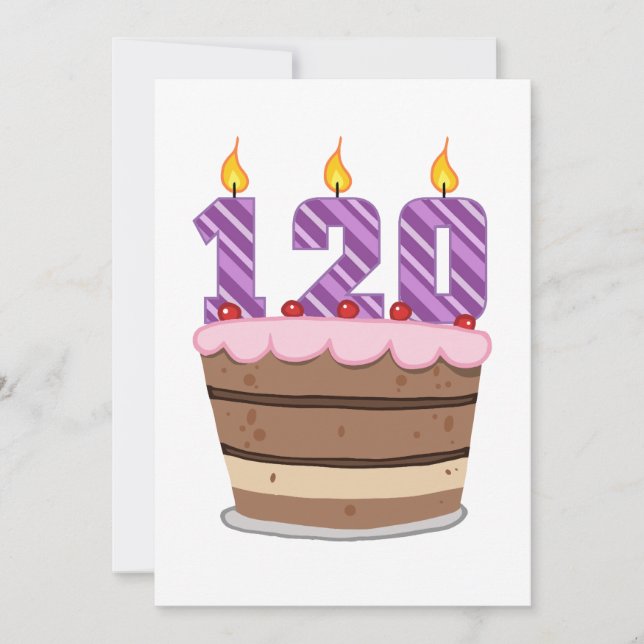 Tarjeta 120 años en el pastel de cumpleaños (Anverso)