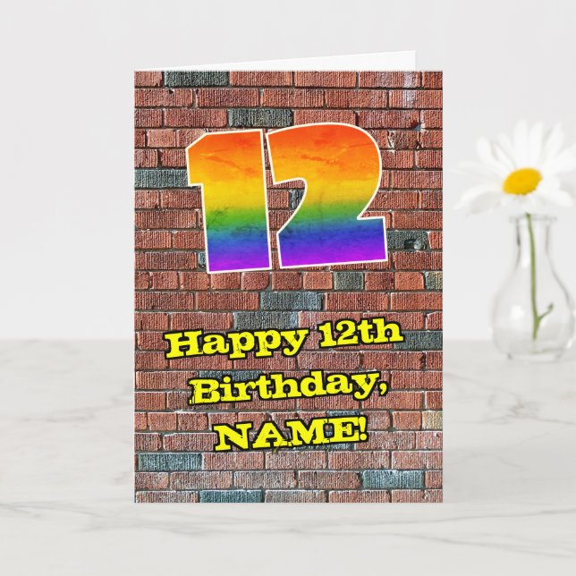 Tarjeta 12.º cumpleaños: Arcoiris inspirado en graffiti di (Planta pequeña)