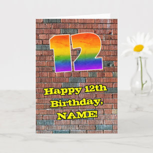 Tarjeta 12.º cumpleaños: Arcoiris inspirado en graffiti di
