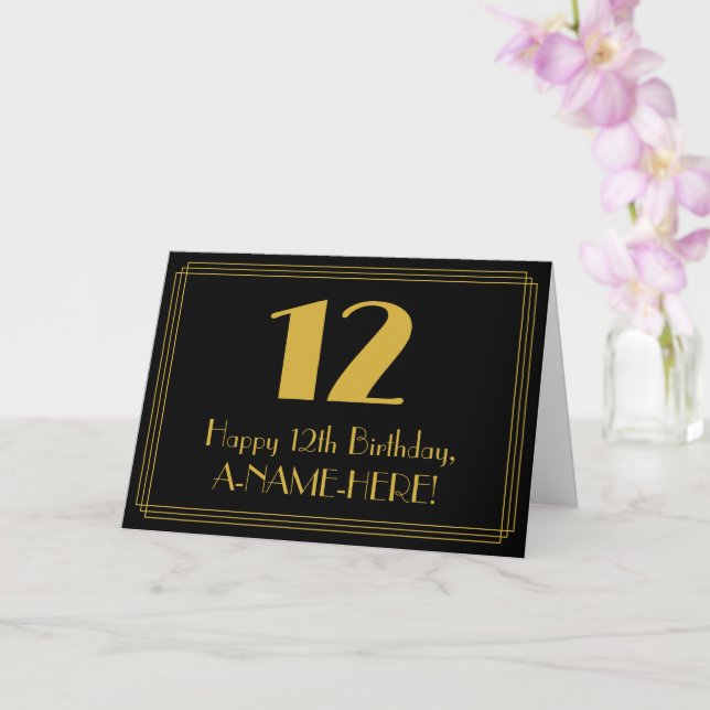 Tarjeta 12.º cumpleaños: Aspecto inspirado en el Art Deco  (Orquídea)