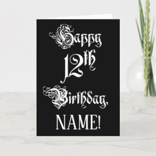 Tarjeta 12.º cumpleaños: Elegante guión + nombre personali