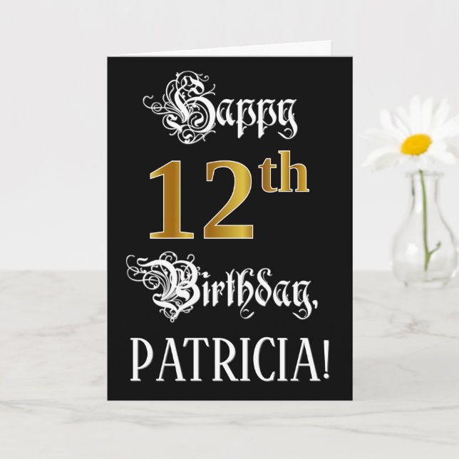 Tarjeta 12.º cumpleaños — Guión de fantasía; aspecto de or (Planta pequeña)
