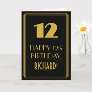 Tarjeta 12 Aniversario ~ Art Deco Inspirado Aspecto "12" y