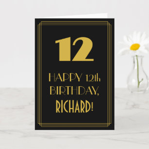 Tarjeta 12 Aniversario ~ Art Deco Inspirado Aspecto "12" y