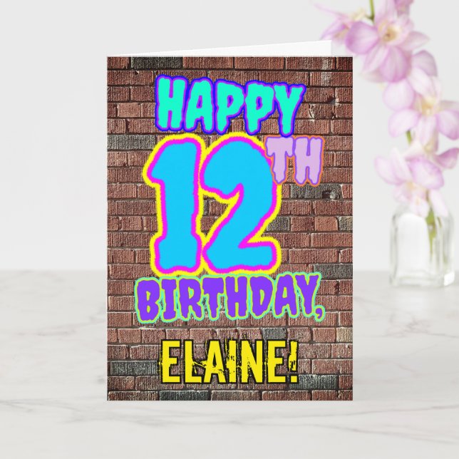 Tarjeta 12 Aniversario - Diversión, graffiti urbano inspir (Orquídea)