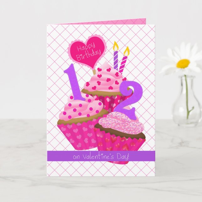 Tarjeta 12 años en El día de San Valentín| Cumpleaños (Planta pequeña)