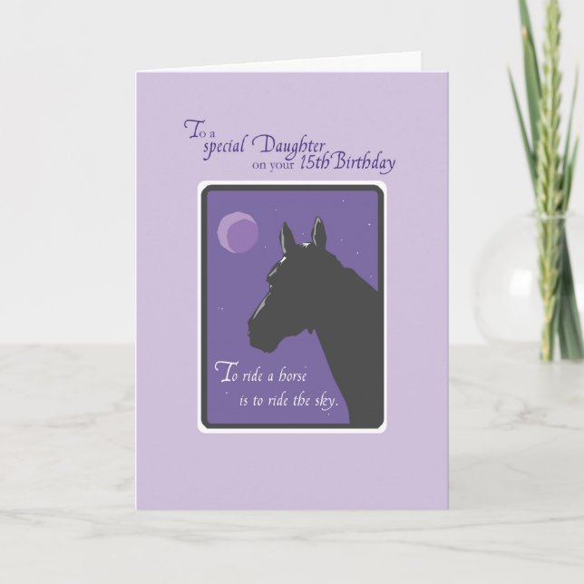 Tarjeta 12° cumpleaños de sobrina con caballo de noche en  (Anverso)
