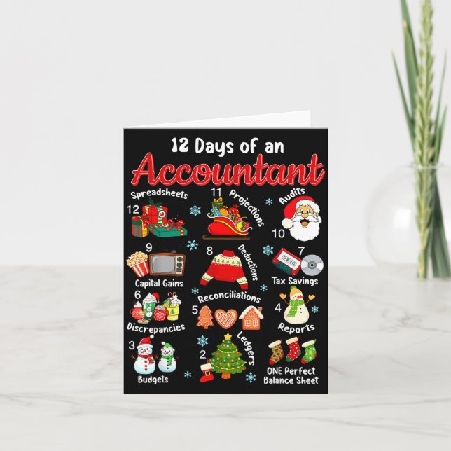 Tarjeta 12 Days Of Accountant Christmas Accounting Major M (Anverso)