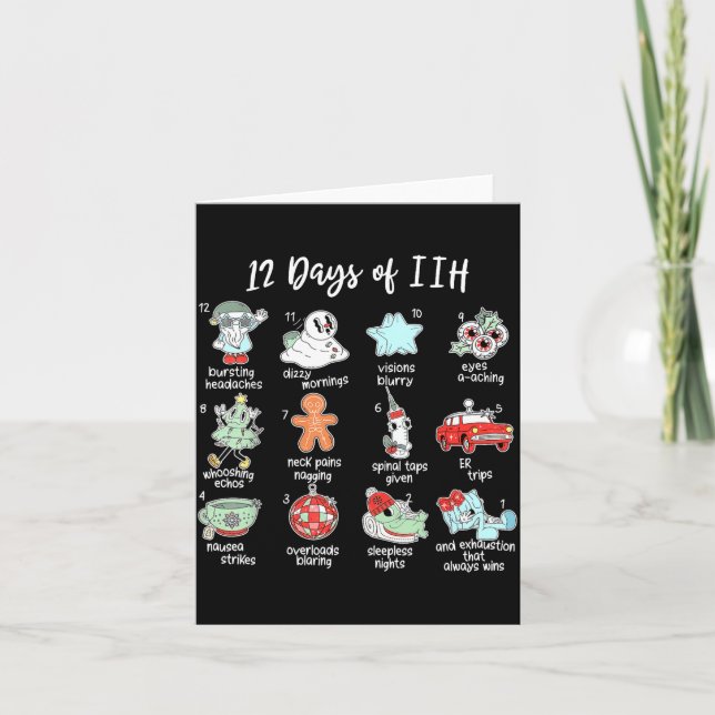 Tarjeta 12 Days Of Iih Christmas Awareness Pseudotumor Cer (Anverso)