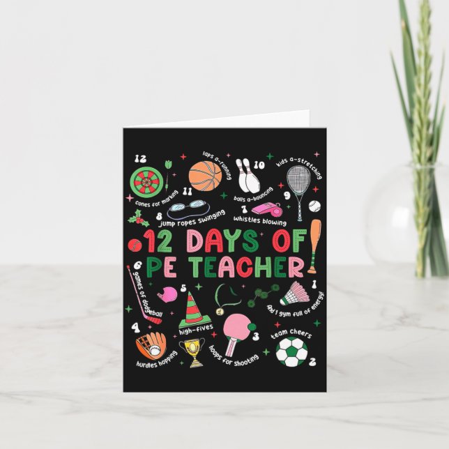 Tarjeta 12 Days Of Pe Teacher Physical Education Gym Coach (Anverso)