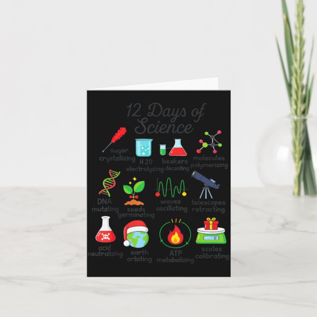 Tarjeta 12 Days Of Science Funny Science Teacher Christmas (Anverso)
