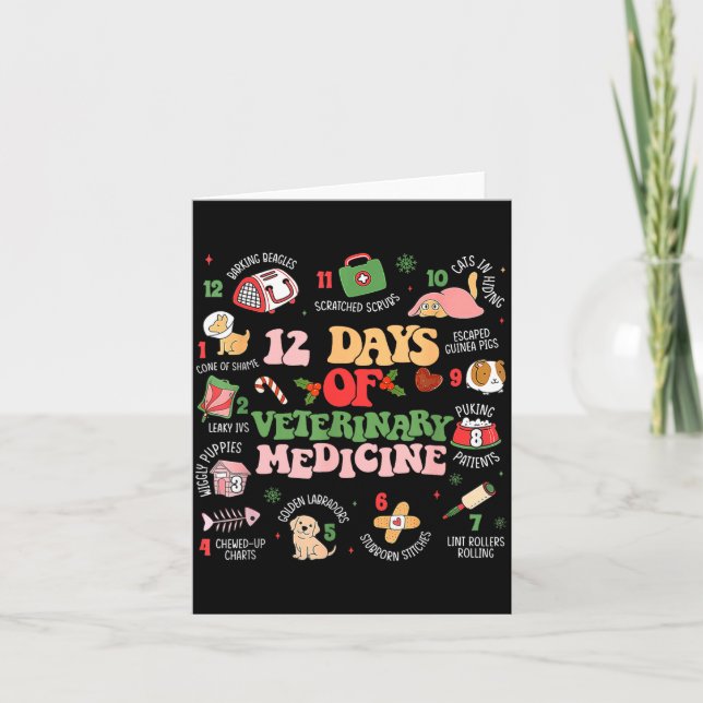 Tarjeta 12 Days Of Veterinary Medicine Funny Christmas Vet (Anverso)