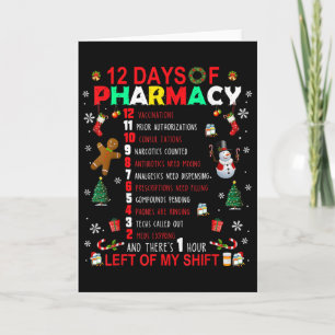 Tarjeta 12 Días De Farmacia Divertida Navidad Farmacéutico