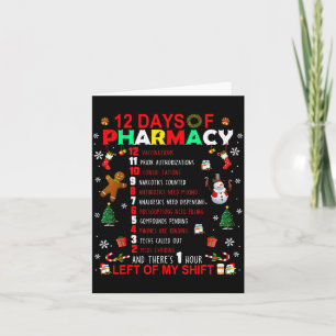 Tarjeta 12 Días De Farmacia Divertida Navidad Farmacéutico