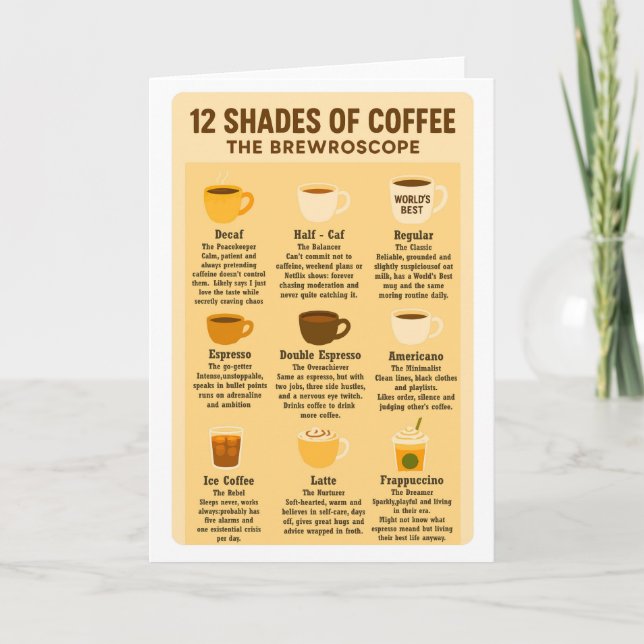 Tarjeta “12 tonos de café – El Brewroscope.”  (Anverso)