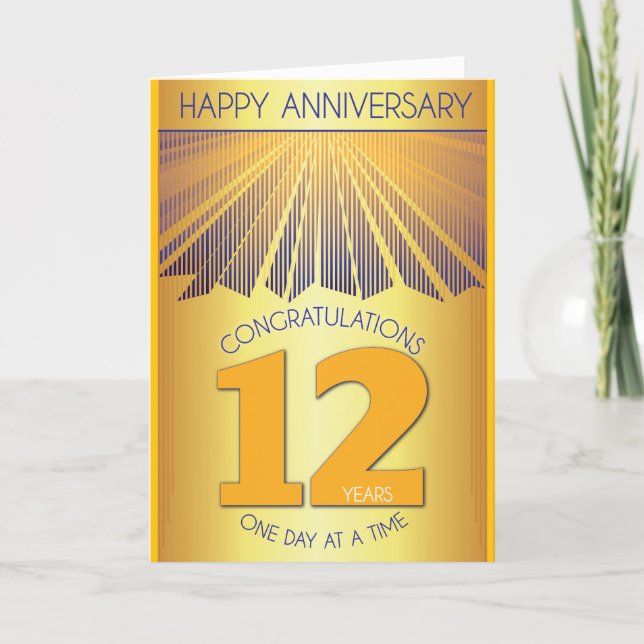 Tarjeta 12 Year Sober Anniversary | Golden Ray 12 Step  (Anverso)