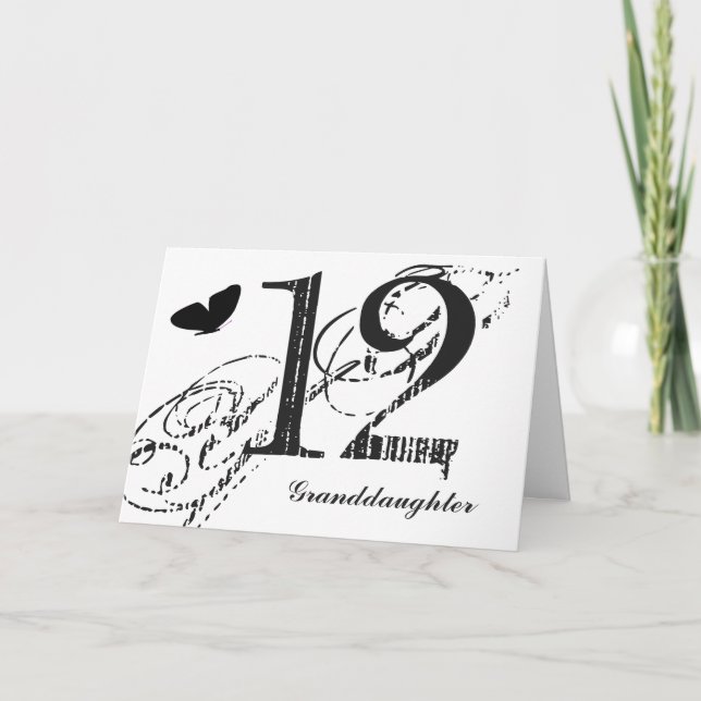 Tarjeta 12mo cumpleaños para una nieta, mariposa (Anverso)
