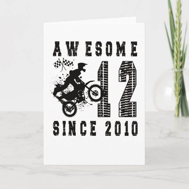 Tarjeta 12th Birthday Gift Dirt Bike Boy Born in 2010 (Anverso)