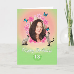 Tarjeta 13.ª foto con gatos y mariposas,