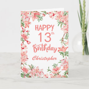 Tarjeta 13.ª Nacimiento Peach Peach Peonies Watercolor Flo