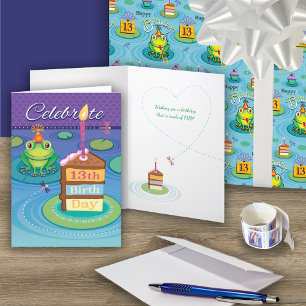 Tarjeta 13.ª Rana Cuta de Cumpleaños