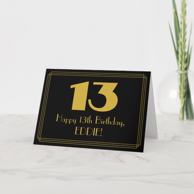 Tarjeta 13.º cumpleaños: Art Deco inspirado look "13" y no (Anverso)