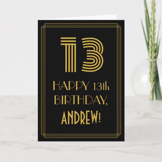 Tarjeta 13.º cumpleaños: Art Deco inspirado look "13" y no (Anverso)