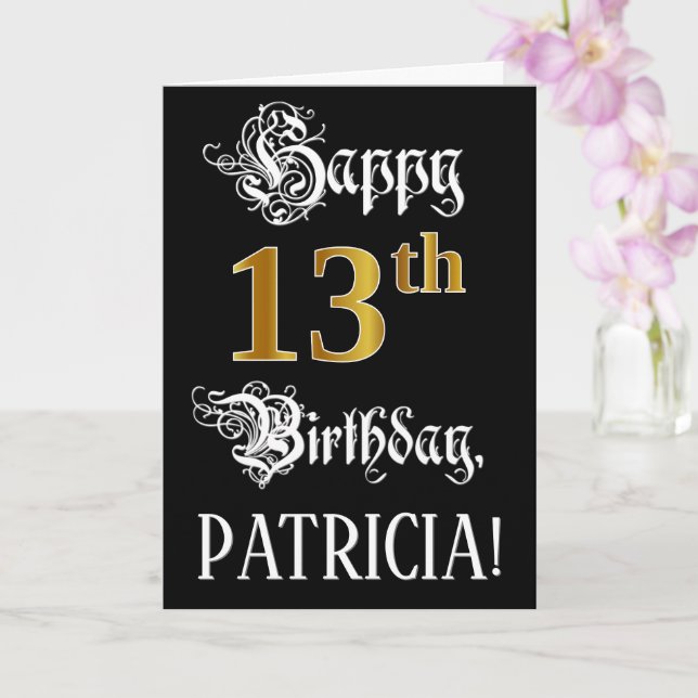 Tarjeta 13.º Cumpleaños — Guión de faltas; Mirada de oro f (Orquídea)