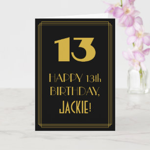 Tarjeta 13 Aniversario ~ Art Deco Inspirado Aspecto "13" y