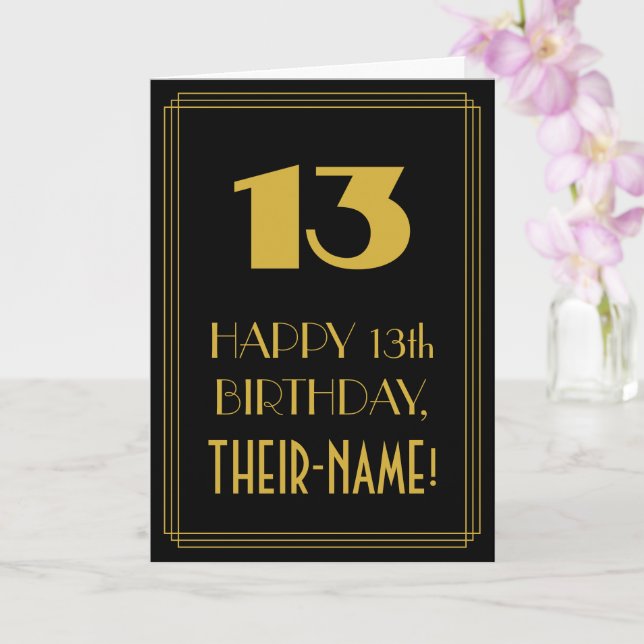 Tarjeta 13 Aniversario - Aspecto inspirado en el Art Deco  (Orquídea)