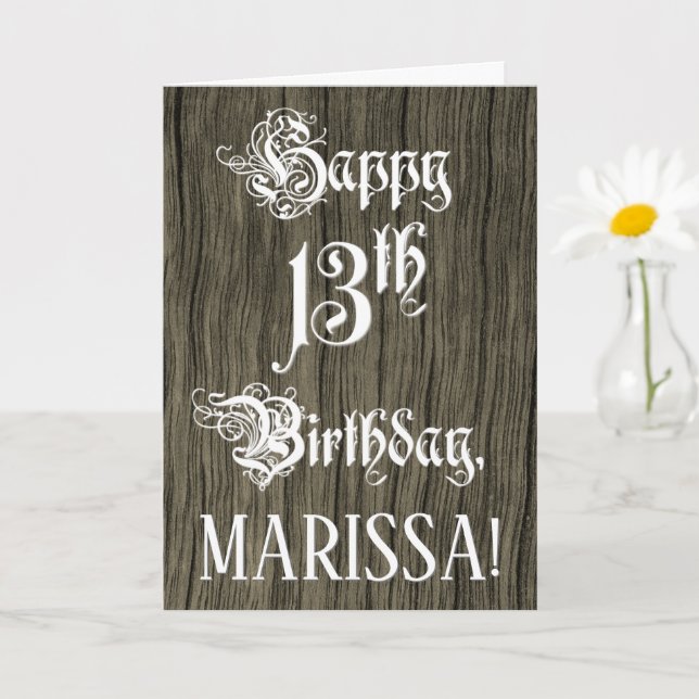 Tarjeta 13 Aniversario: Elegante texto, elegante; aparienc (Planta pequeña)