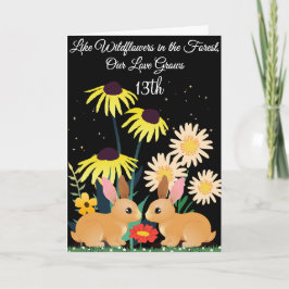 Tarjeta 13 años del bosque de flores silvestres para marid