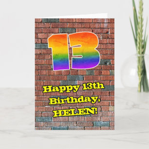 Tarjeta 13° cumpleaños: Arcoiris inspirado en graffiti div