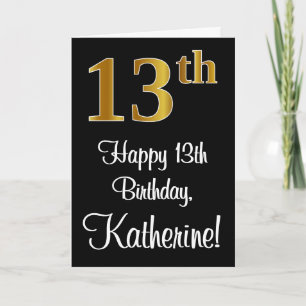 Tarjeta 13 Cumpleaños ~ Elegante Lujoso Aspecto de Falso O