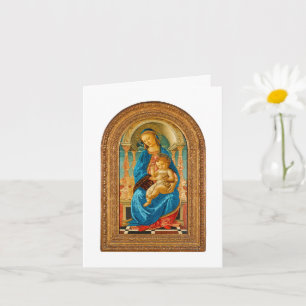 Tarjeta 1470 Botticelli Madonna y Niño entronizados