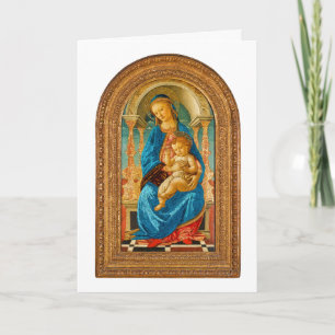Tarjeta 1470 Botticelli Madonna y Niño entronizados