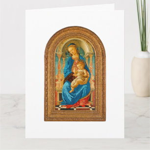 Tarjeta 1470 Botticelli Madonna y Niño entronizados