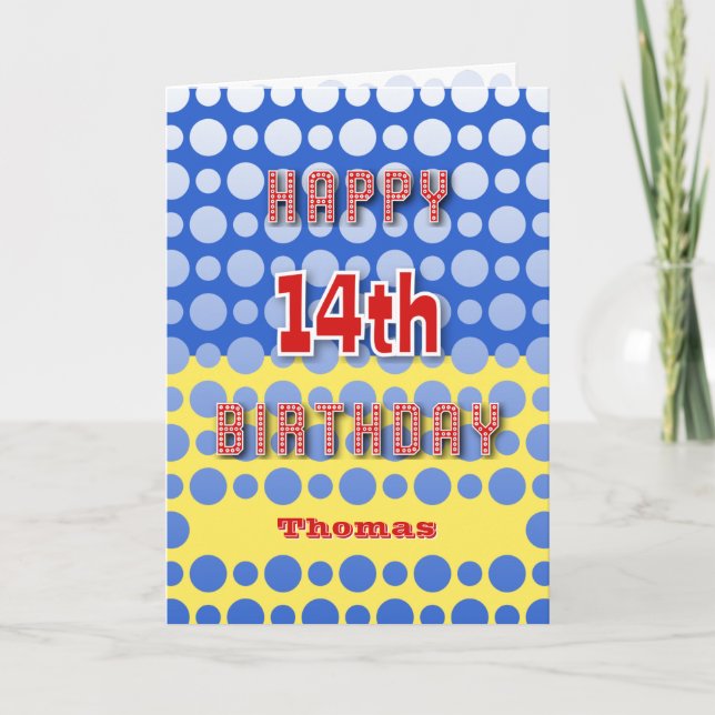 Tarjeta 14.º cumpleaños agregar el patrón de círculos de n (Anverso)