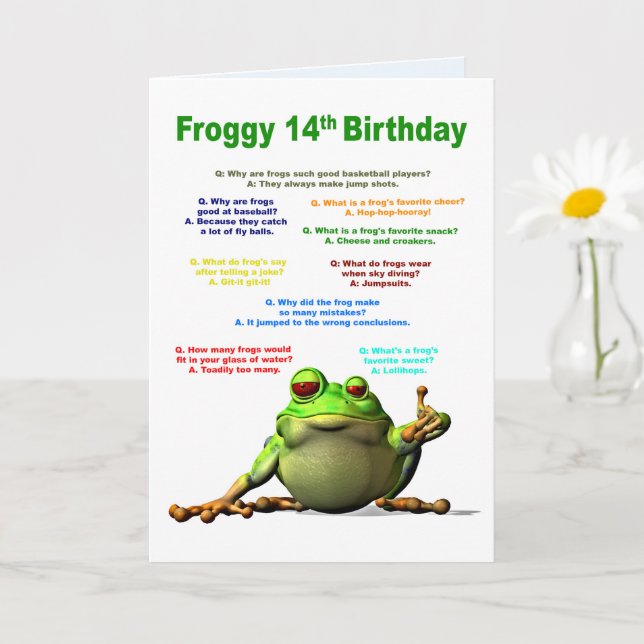 Tarjeta 14.º cumpleaños, Chistes de rana (Planta pequeña)