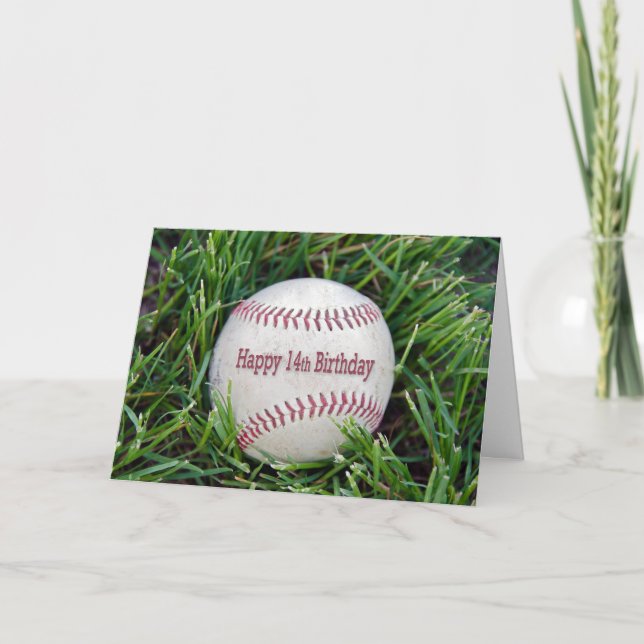 Tarjeta 14.º cumpleaños con el béisbol (Anverso)