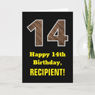 Tarjeta 14.º cumpleaños: Nombre, Patrón de grano de madera