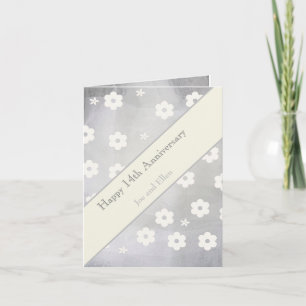 Tarjeta 14° Aniversario Boda, Aniversario de Marfil