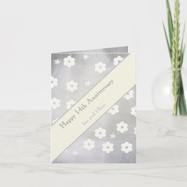 Tarjeta 14° Aniversario Boda, Aniversario de Marfil (Anverso)