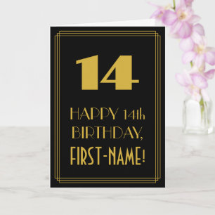 Tarjeta 14 Cumpleaños – Look inspirado en Art Deco "14" y 