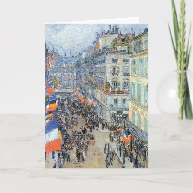 Tarjeta 14 de julio, calle Daunou por Childe Hassam (Anverso)