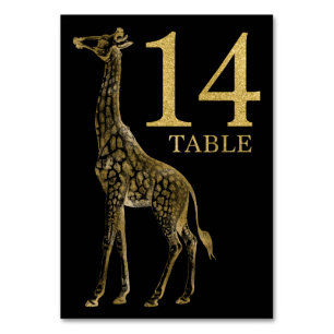 Tarjeta 14 de la mesa de la jirafa de animales afr