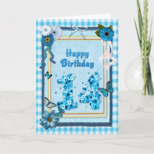 Tarjeta 14to Cumpleaños con un efecto del libro de